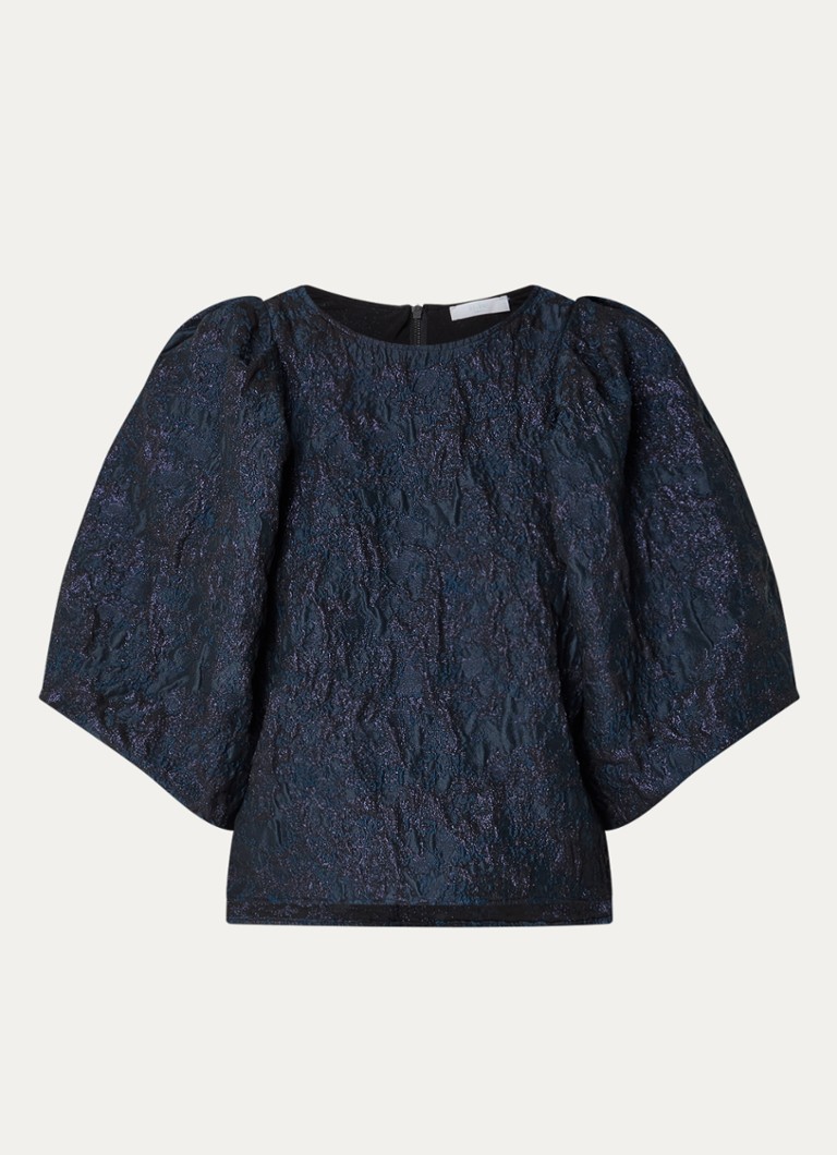 Top Zasu cu umerii goi, cu imprimeu jacquard și lurex.