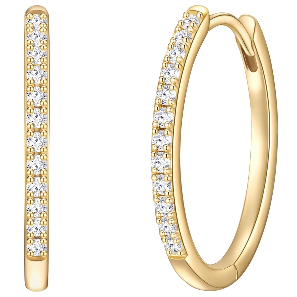 Glanzstücke München Créoles en argent Argent sterling Oxyde de zirconium (CZ) en Or jaune Boucles d'oreilles