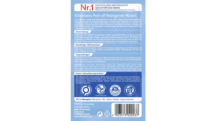 Schaebens Peel-off Maske 15 ml