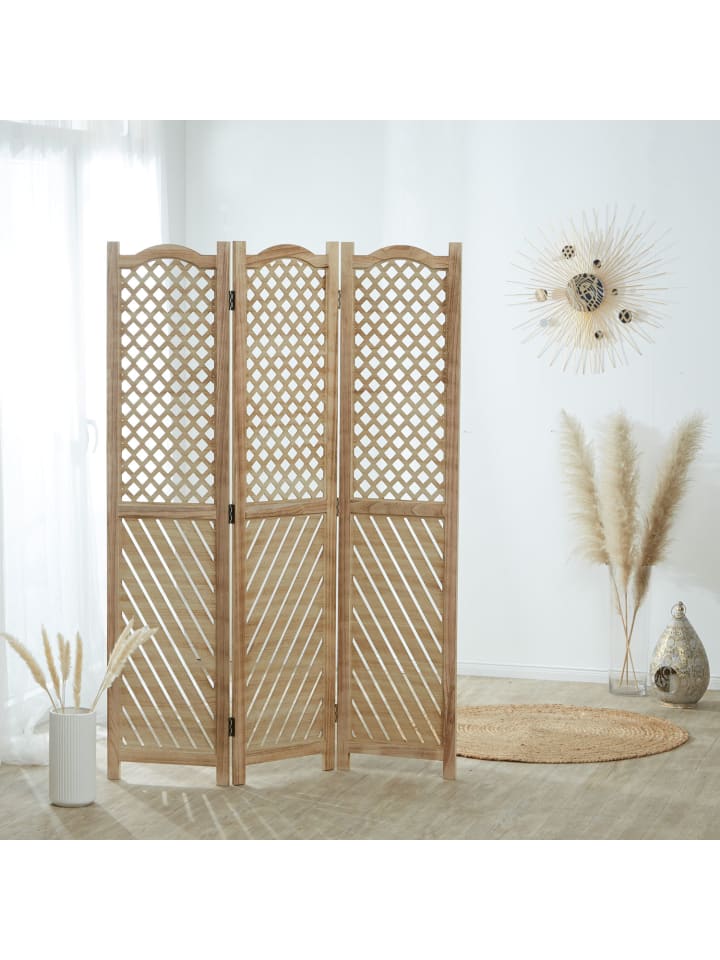 Homestyle4u 3-tlg. Paravent in Braun 120x170 günstig kaufen onesize
