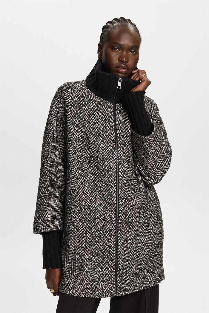 Recycelt: Lange Herringbone-Jacke