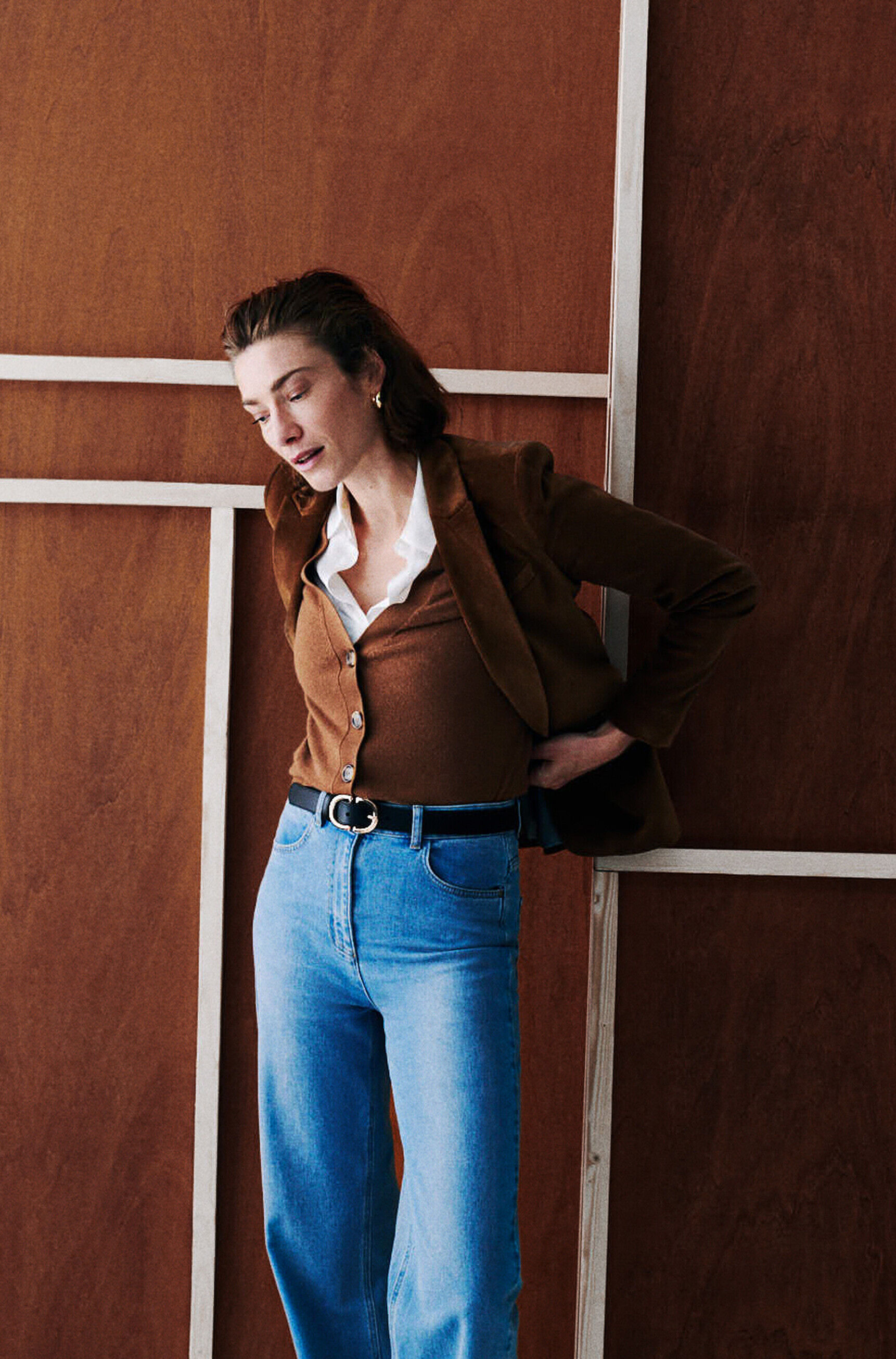 Pull marika marron cognac femme