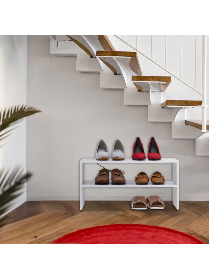 relaxdays Schuhregal in Weiß - (B)60 x (H)29,5 x (T)29,5 cm günstig kaufen onesize