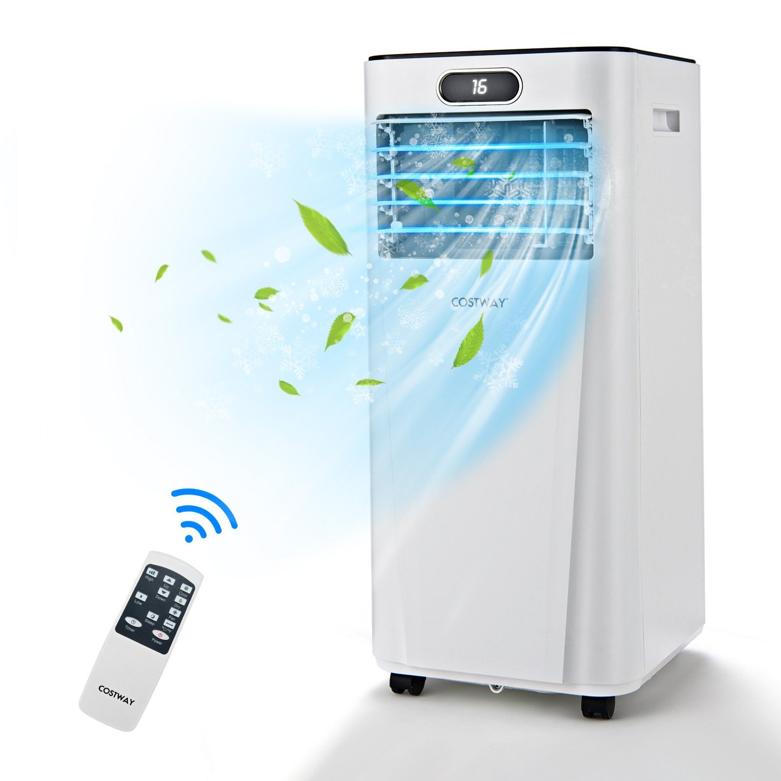 COSTWAY 3-in-1-Klimagerät, 7000BTU/2,1kW, für Räume bis 65m³, Fernbedienung