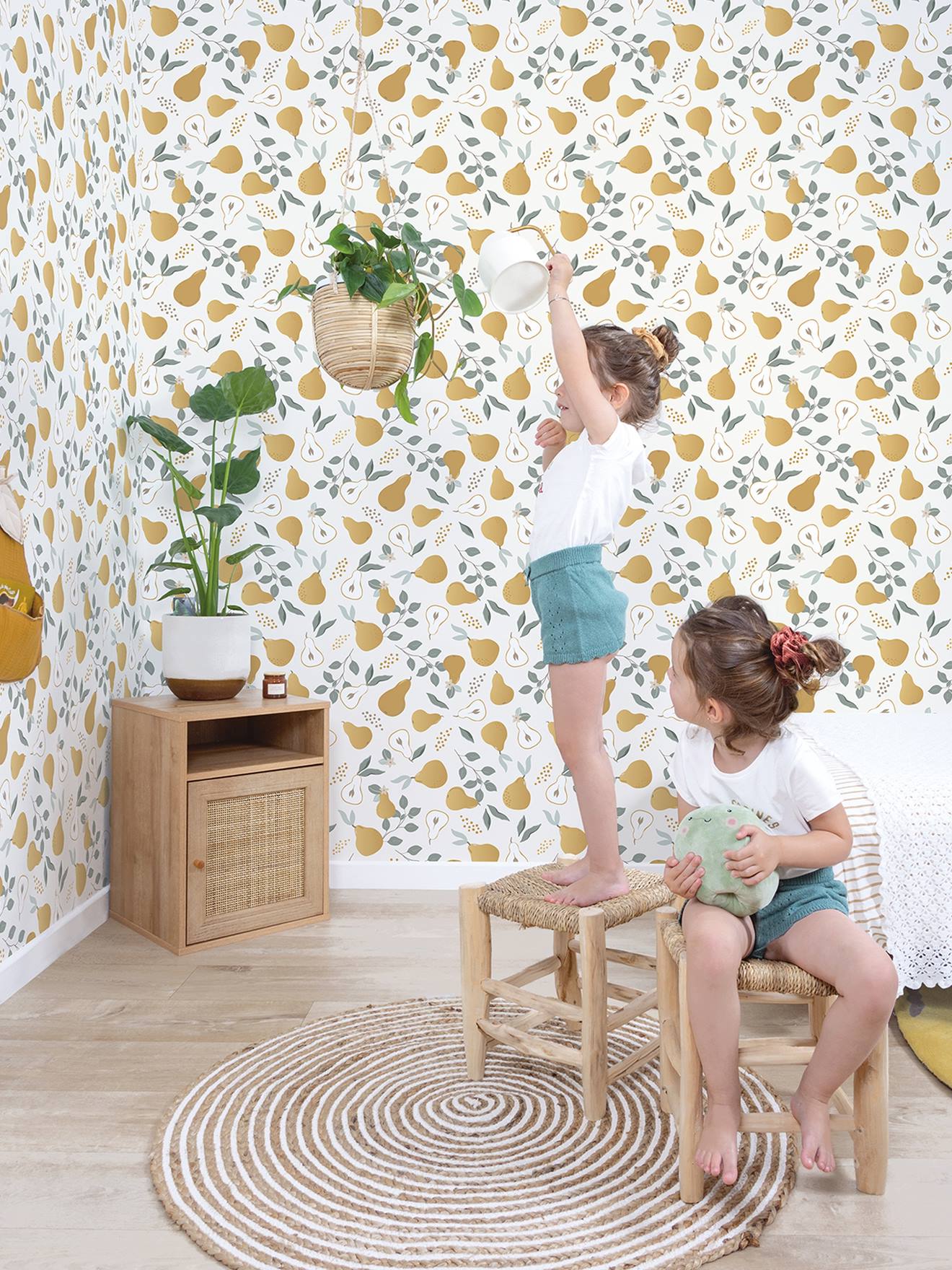 Papier peint Poires Louise LILIPINSO moutarde