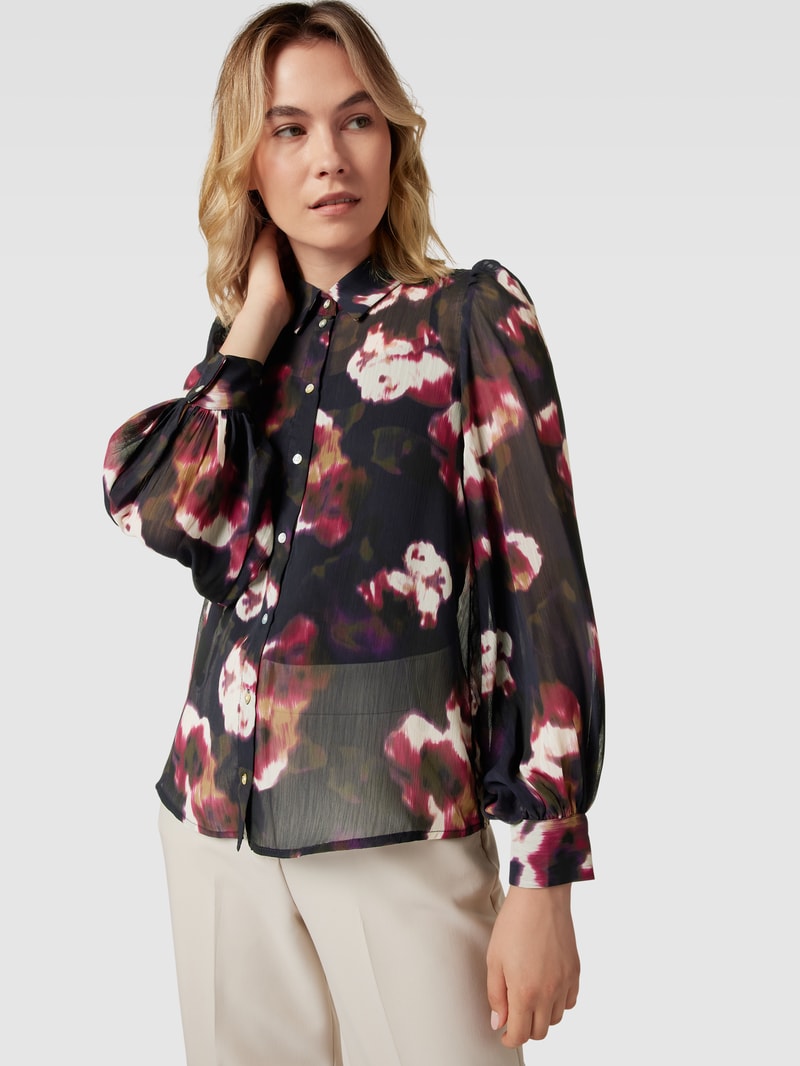 Bluse mit Ballonärmeln in marineblau