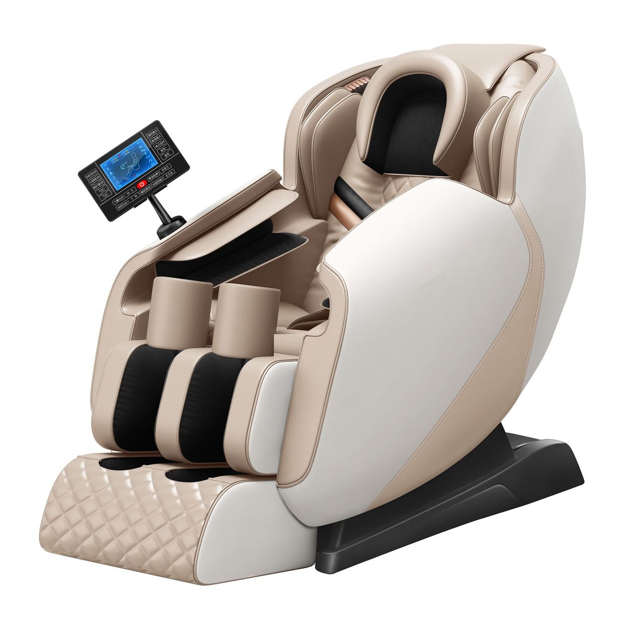 Happy Home Happy Home elektrischer Massagesessel mit Kopfstütze, Armabdeckung & Airbag, Creme / Weiß