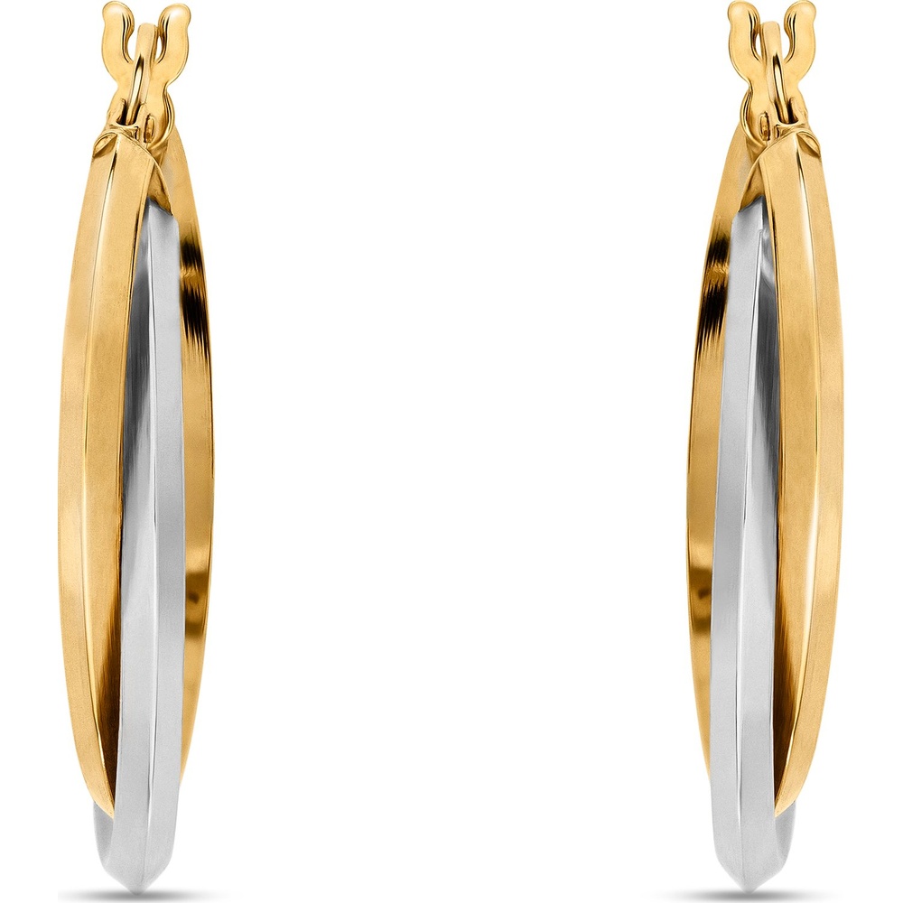 Valeria Créoles 585 Or jaune, 585 Or blanc Boucles d'oreilles