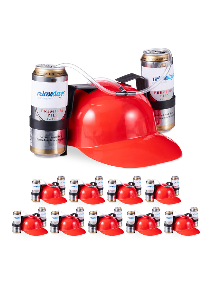 relaxdays 10x Party-Trinkhelm in Rot günstig kaufen onesize