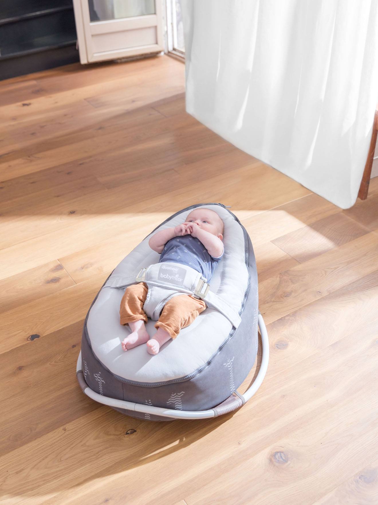 Transat et pouf Doomoo Nid BABYMOOV rabbit pink