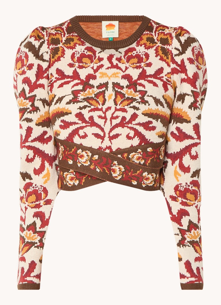 Λεπτά πλεκτό crop top με φλοράλ print από την Rio Toucans farmer