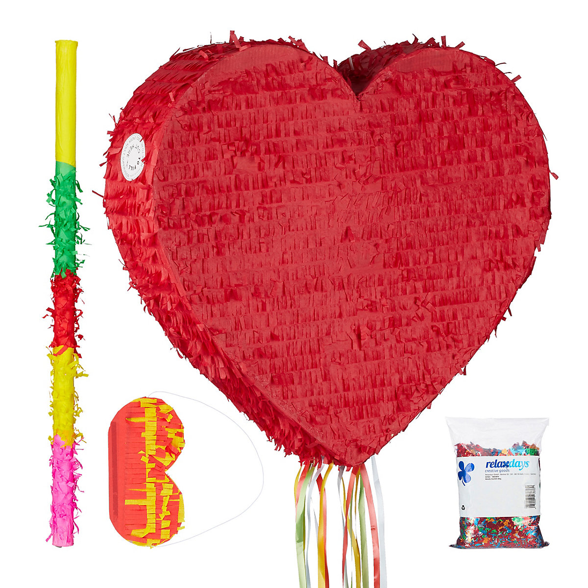 4-tlg. Pinata Set Herz