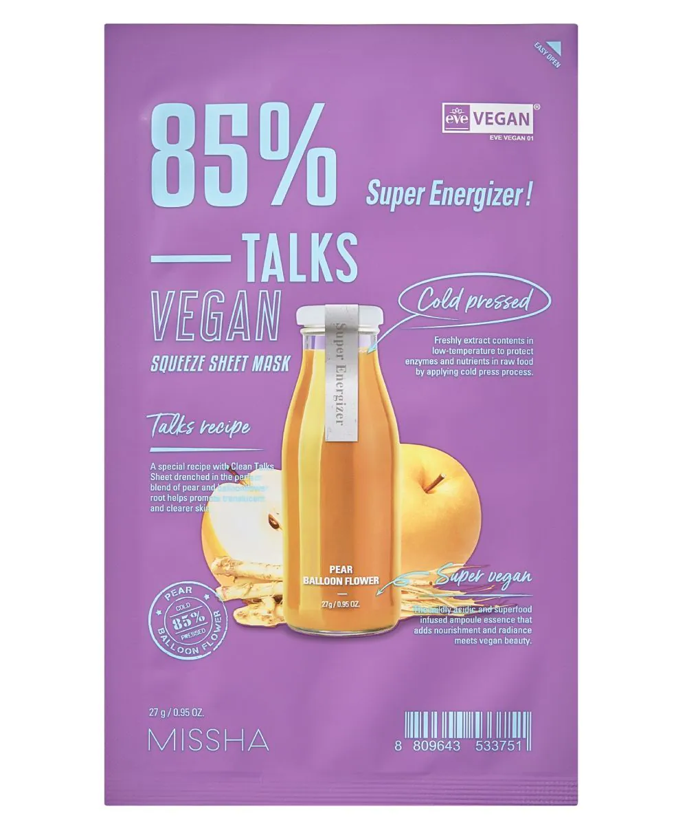 Missha Talks Veganska maska za lice u platnu, Super Energizer