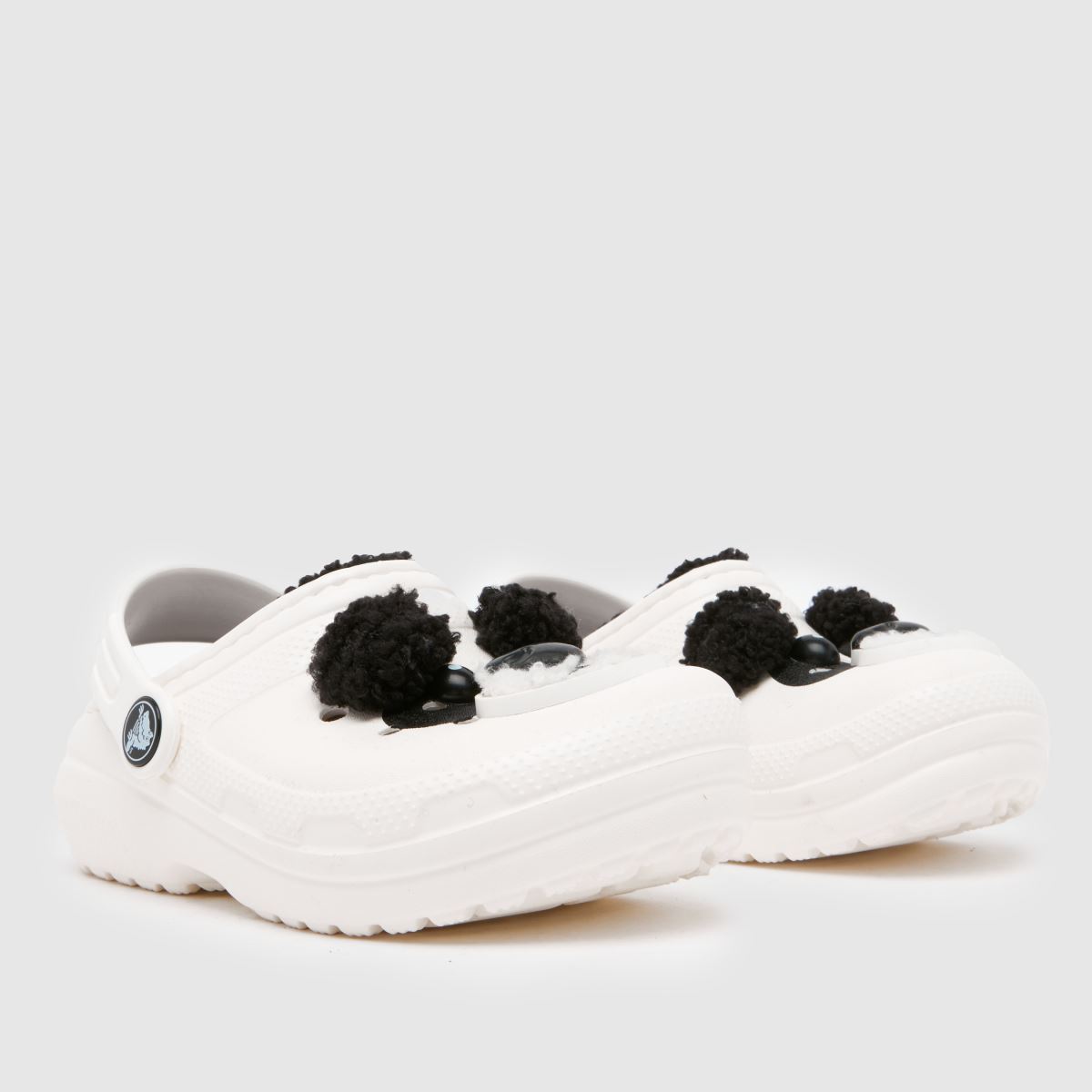 Crocs svarta och vita klassiska fodrade träskor för småbarn
