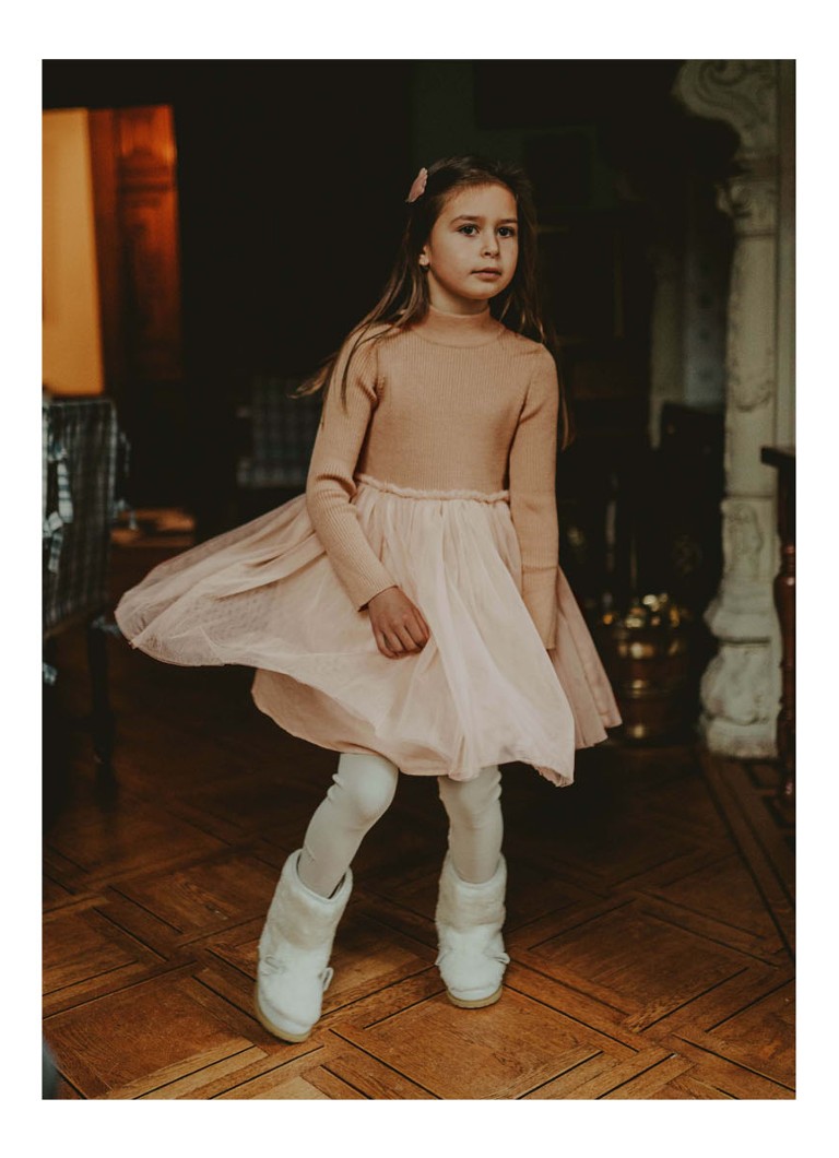Abito Donsje Amsterdam Lotus in pregiata maglia mista lana e tulle