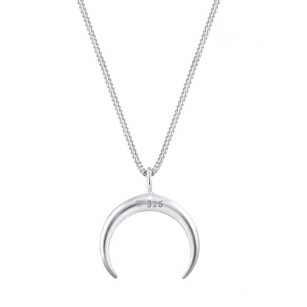 Elli Elli by Julie & Grace Collier Femme Demi Lune en Argent Sterling 925, Collier mat collier
