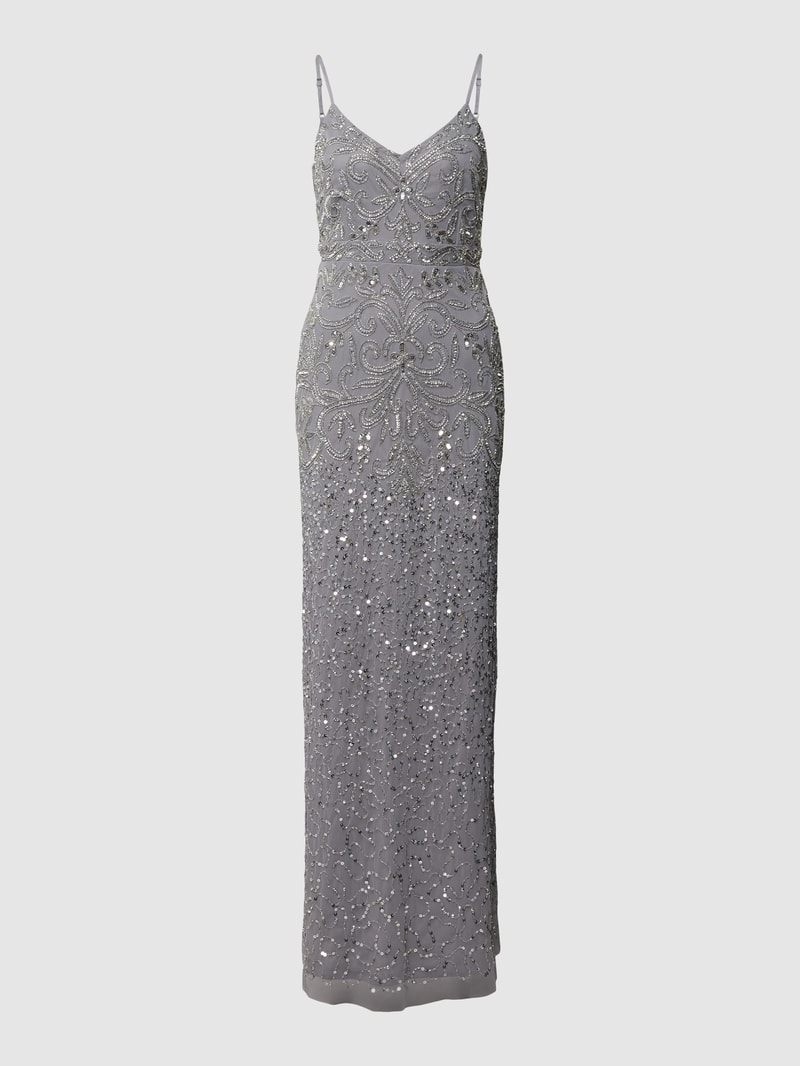 Abendkleid mit Paillettenbesatz Modell in silber