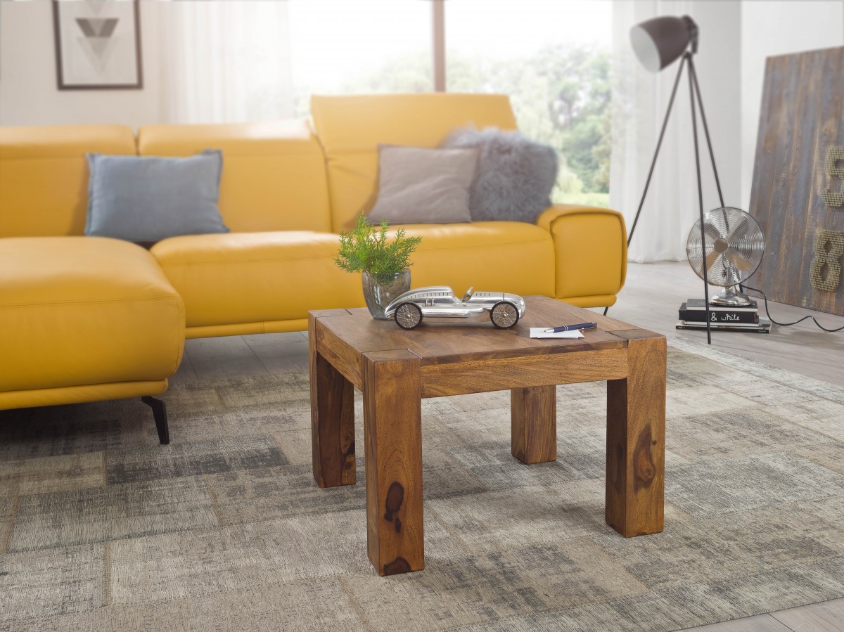 Wohnling Sheesham Couchtisch Massiv 60 x 60 cm Massivholz