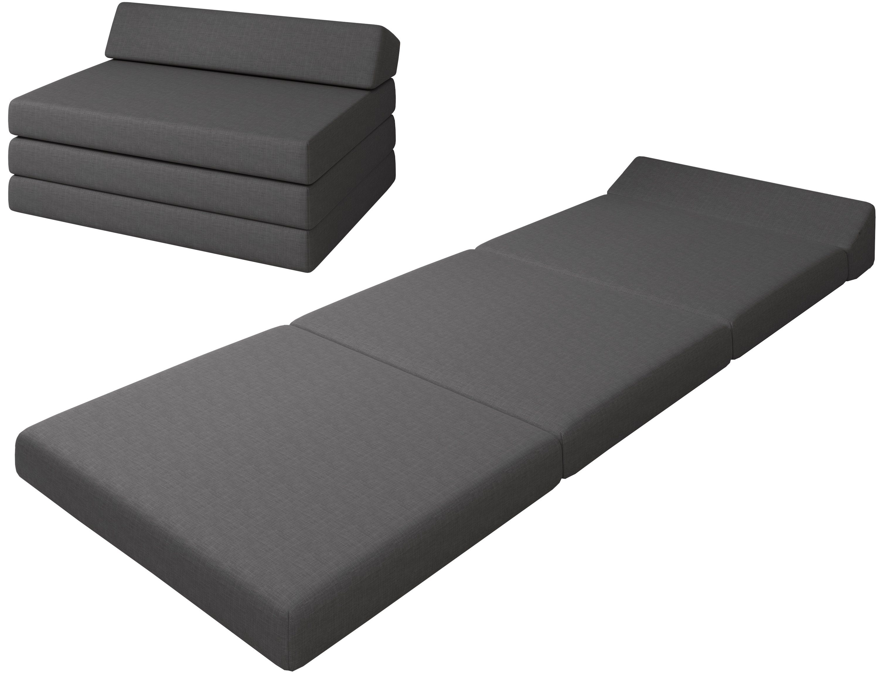 Klappmatratze Premium Klappmatratze mit Kopfteil, sunnypillow, 80x220x10cm Anthrazit, 4-teilige Faltmatratze mit abnehmbarem Bezug