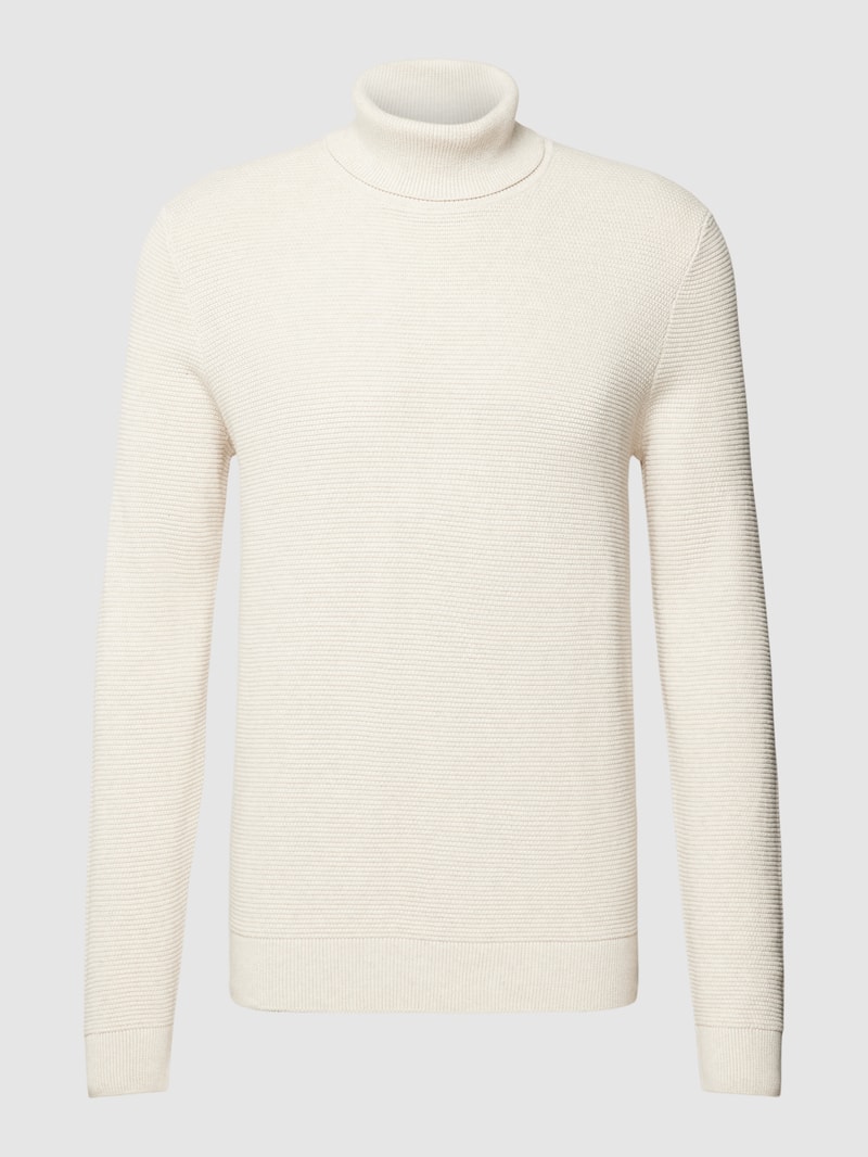 Strickpullover mit Rollkragen in offwhite meliert