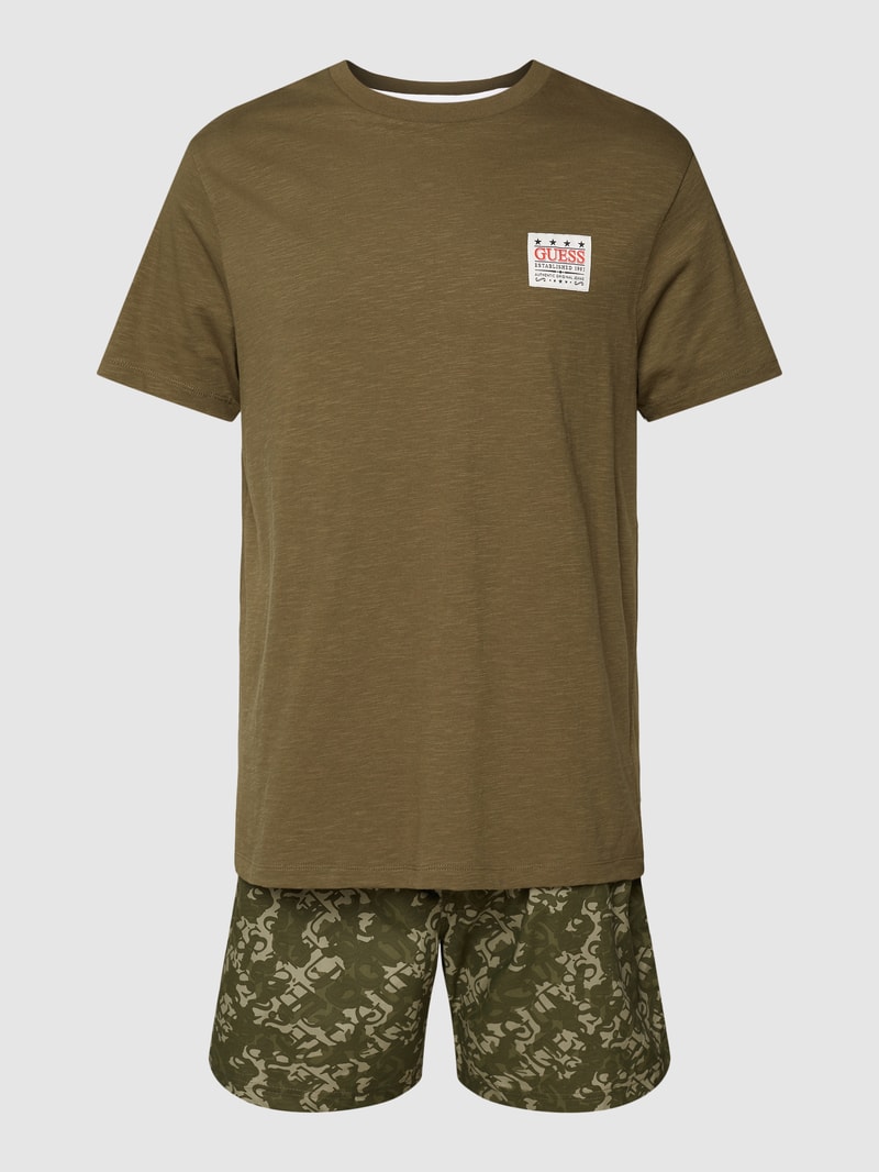 T-Shirt mit Label-Patch in olivgrün