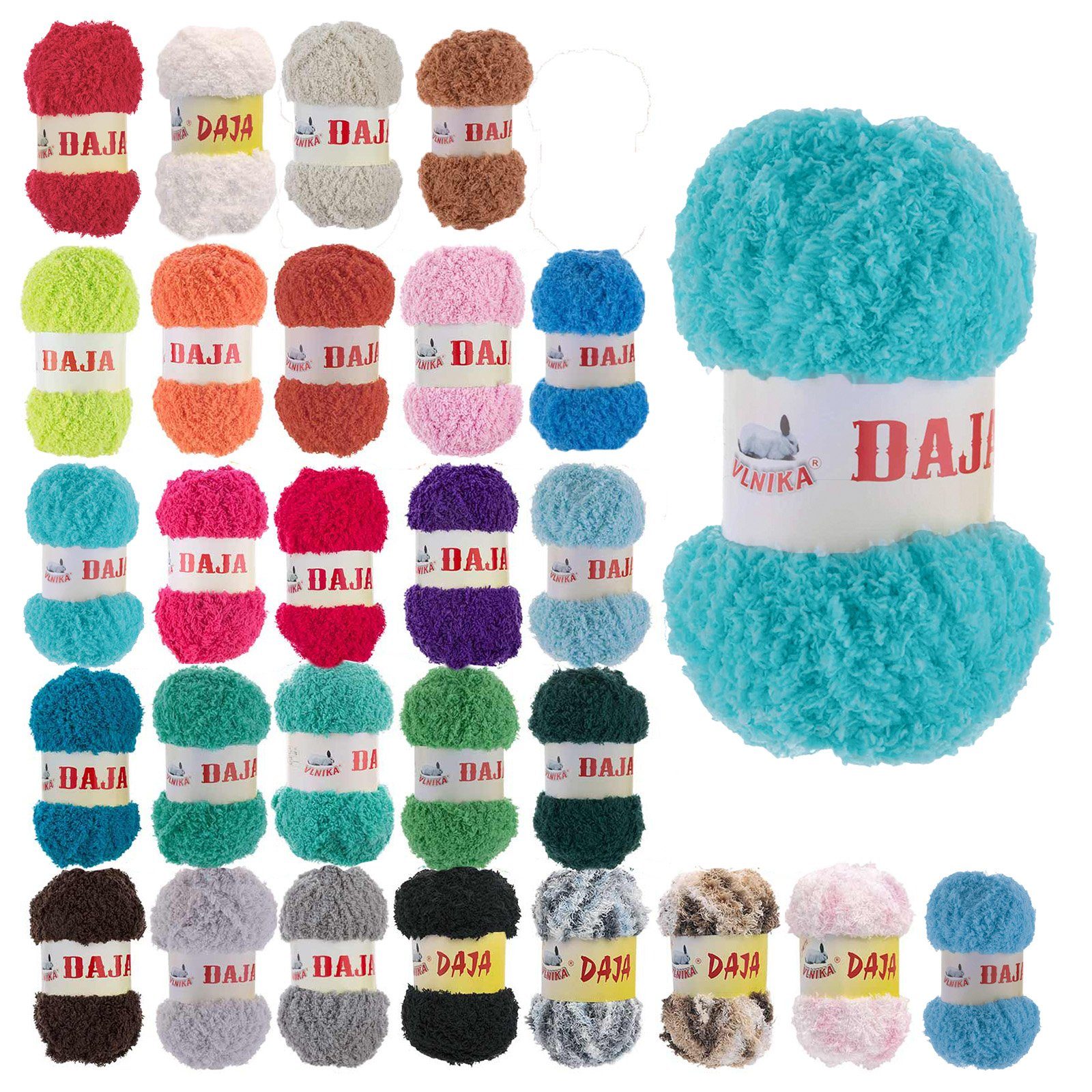 VLNIKA 50g Kuschelgarn Daja 100% Polyester, verschiedene Farben Häkelwolle, lichtgrau