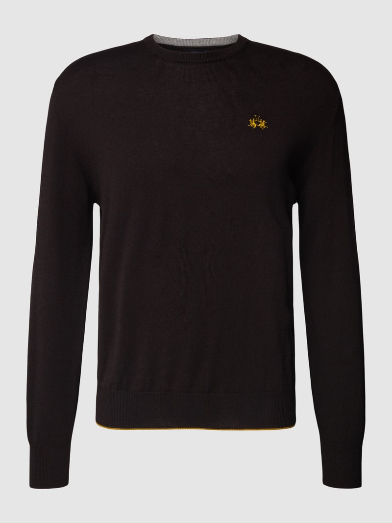 Strickpullover mit Label-Stitching in schwarz