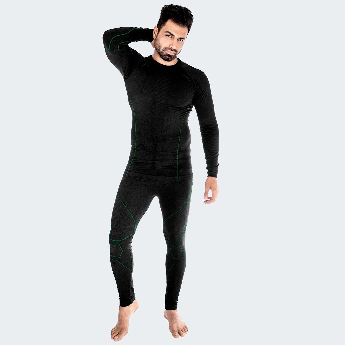 Black Snake Green Herren Seamless Funktionsunterwäsche Set