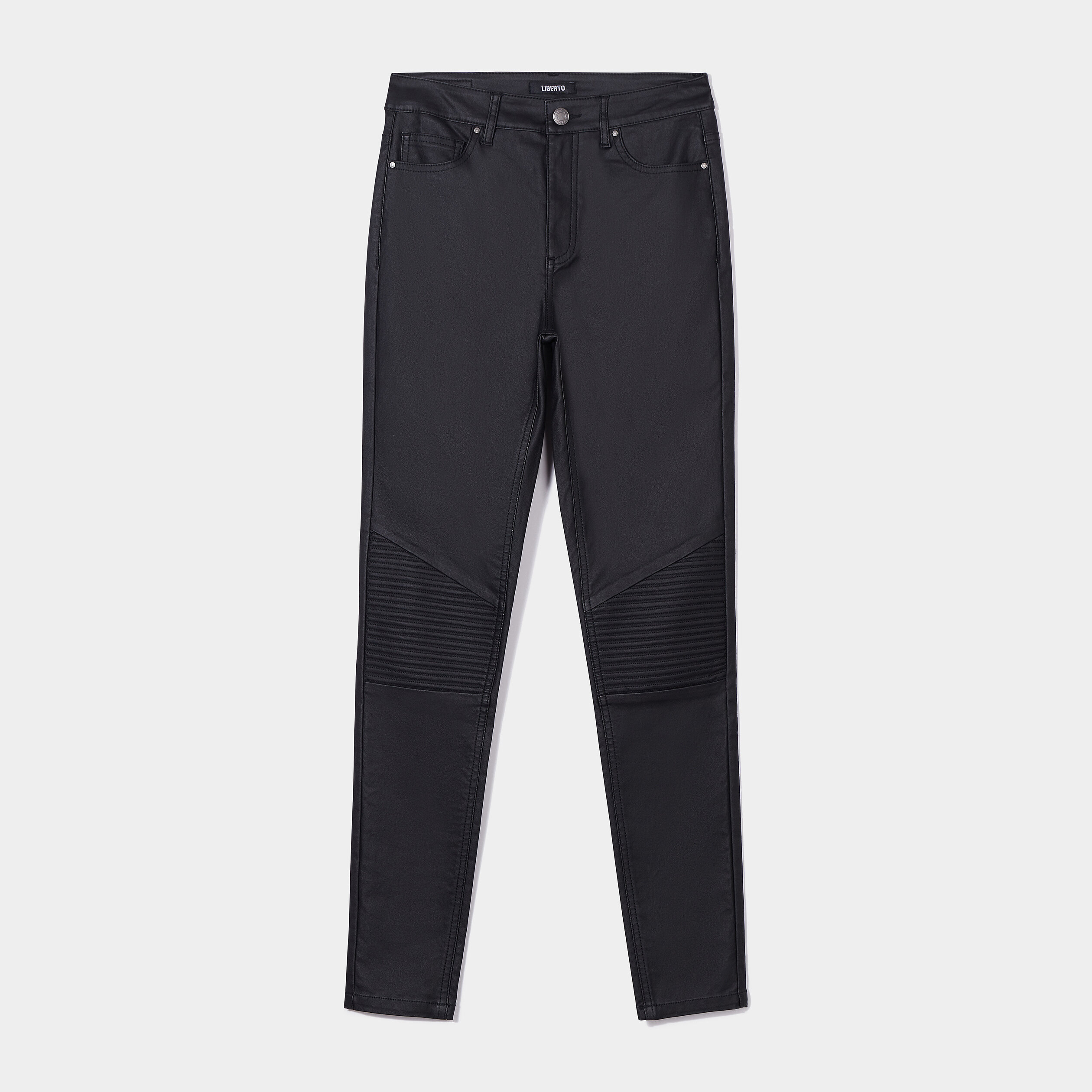 Pantalon biker enduit slim Liberto noir femme | La Halle