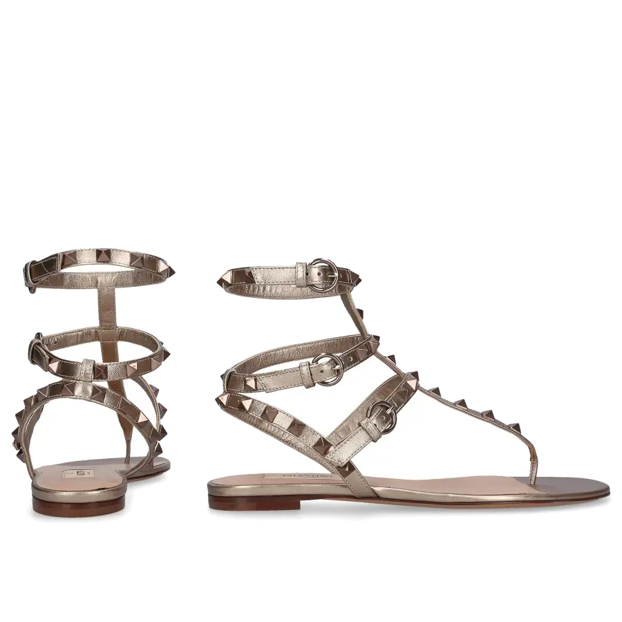 Valentino Garavani - Zehentrenner ROCKSTUD Kalbsleder - gold