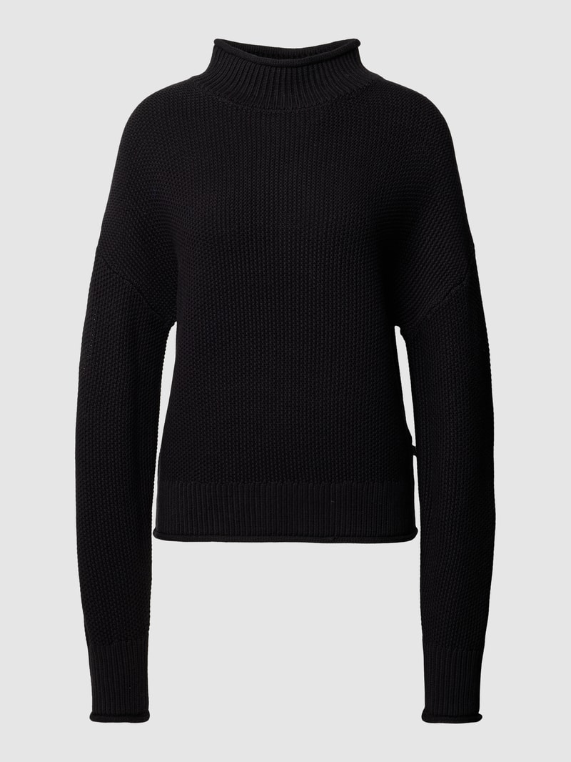 Strickpullover mit Stehkragen in schwarz