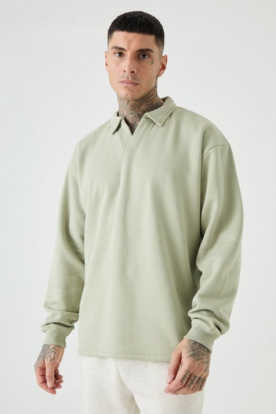 Tall Oversize Rugby Sweatshirt-Poloshirt