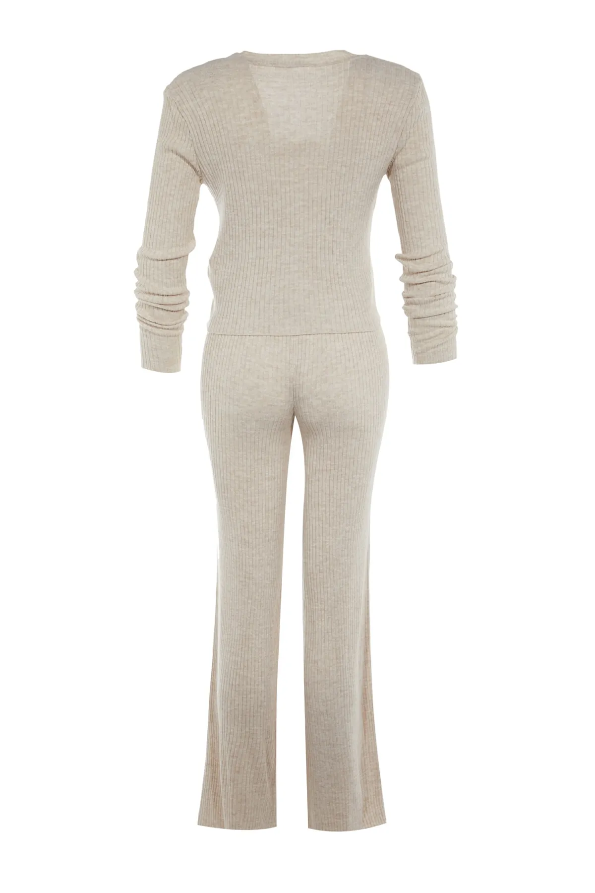 Trendyol Collection  Beige, taillierte Bluse, Strickjacke, Hose, Strickoberteil und -unterteil, Set TWOAW22AU0006