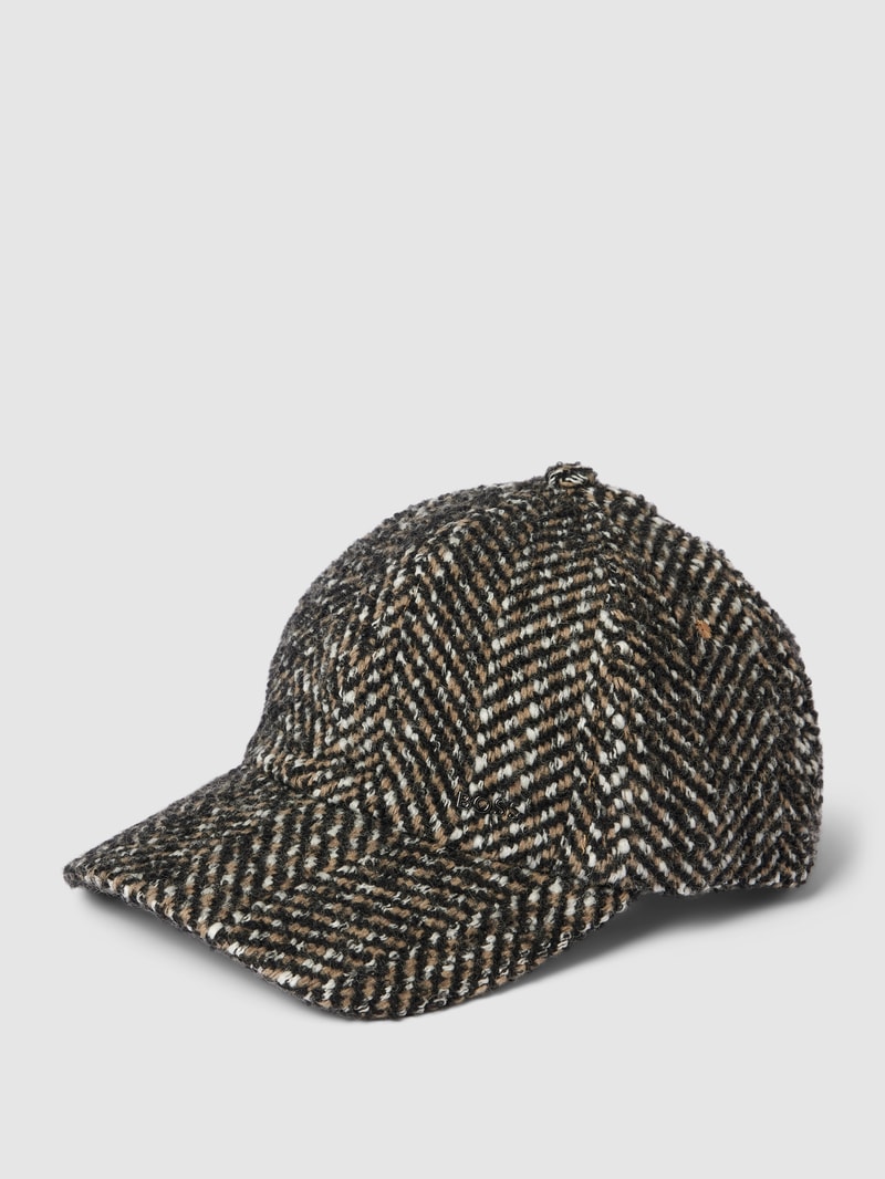 Cap aus Woll-Mix mit Label-Detail in beige