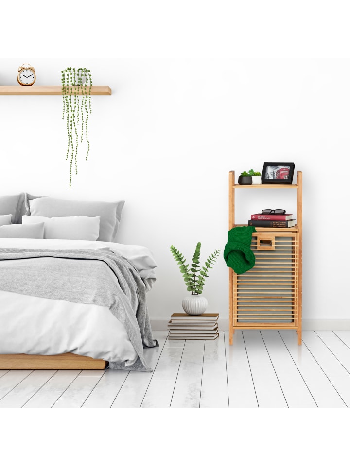relaxdays Badregal in Natur/Grau - (B)40 x (H)95 x (T)30 cm günstig kaufen onesize
