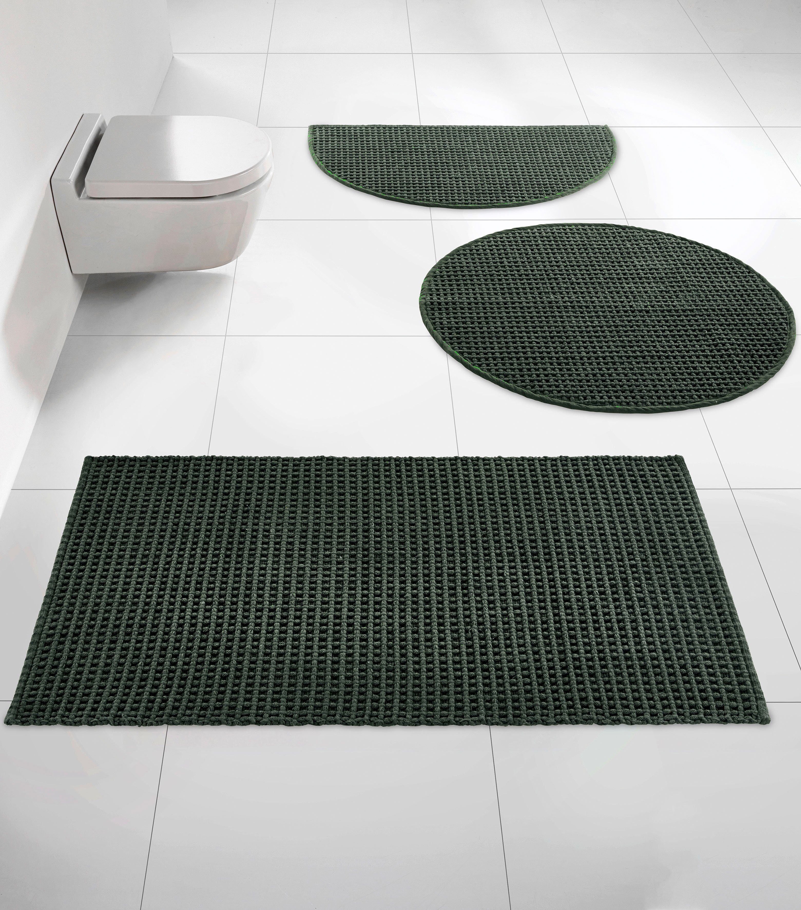 Badematte Luna LeGer Home by Lena Gercke, Höhe 14 mm, schnell trocknend, strapazierfähig, Baumwolle, rechteckig, Badematten aus Bio-Baumwolle im Waffelmuster