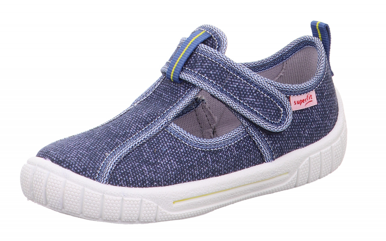 BILL - Blau Hausschuh mit Klettverschluss