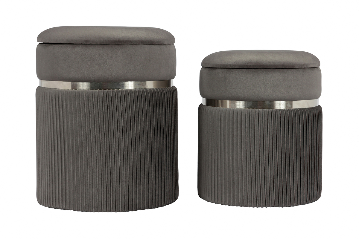 Kayoom Hocker Zora 325 2er-Set Grau / Silber