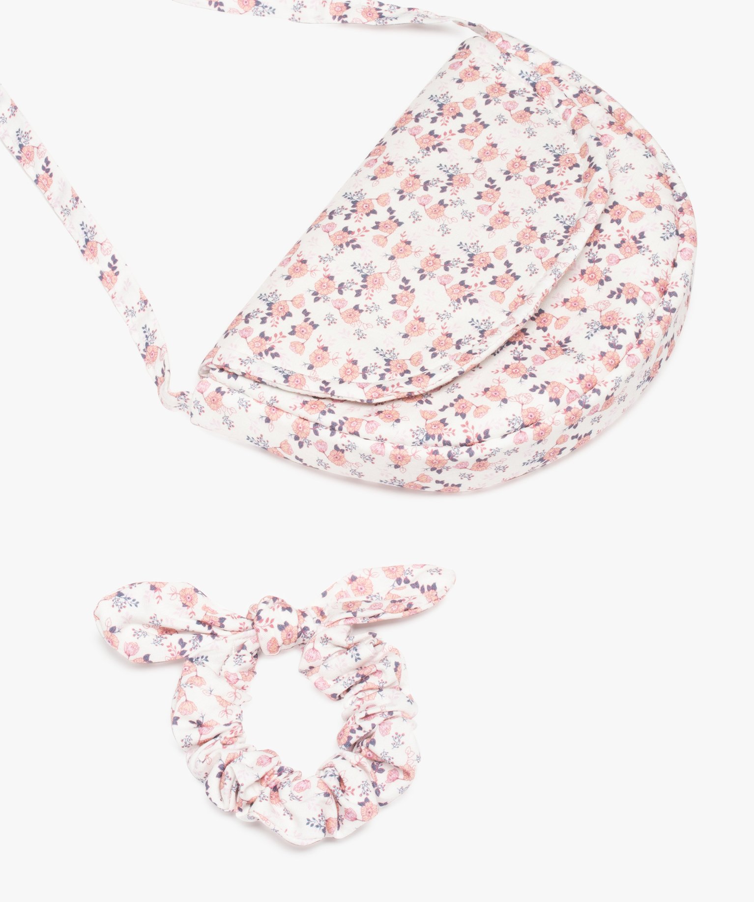 Sac fille à motifs fleuris avec chouchou pour les cheveux a... blanc | GEMO