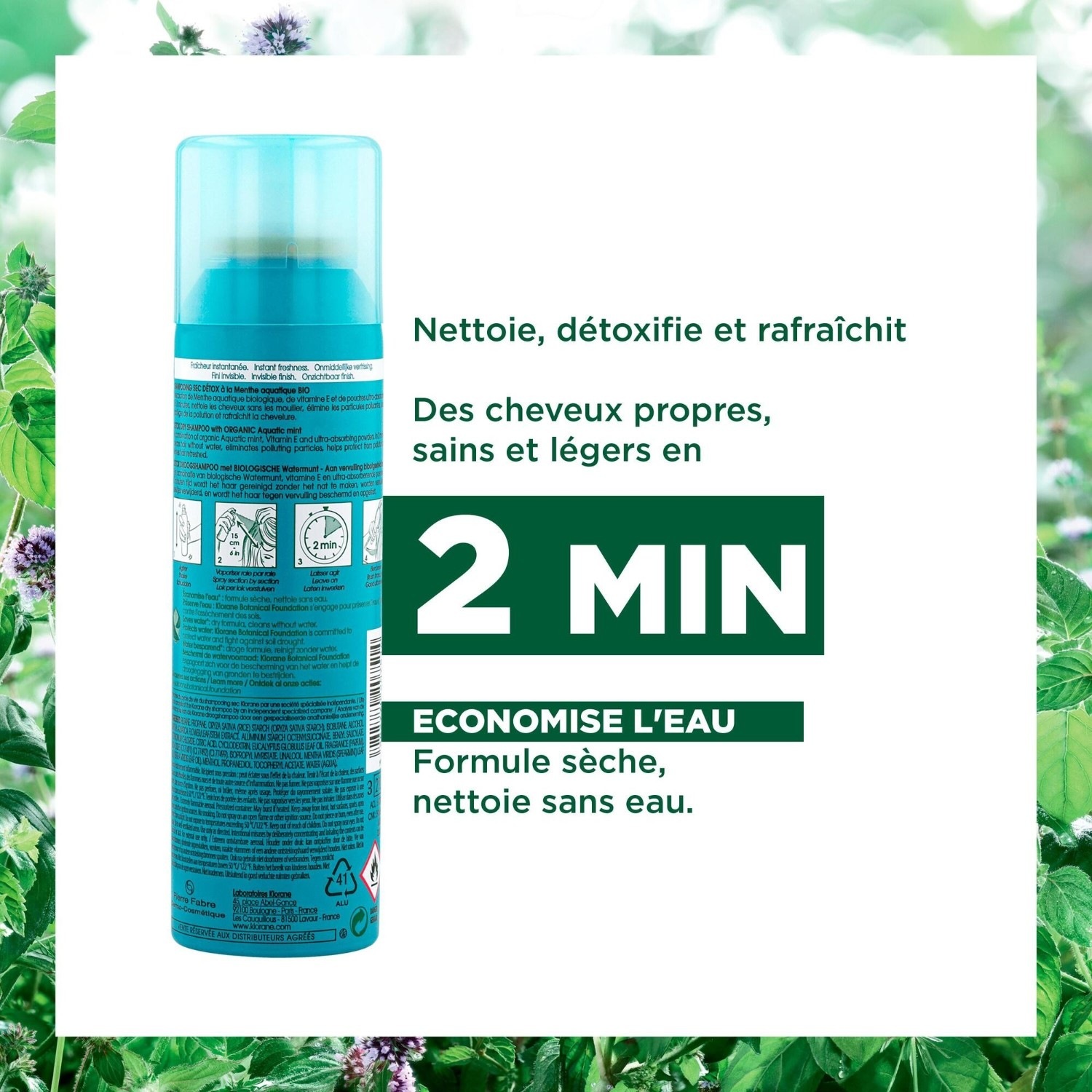 Klorane Organic Detox Dry Shampoo with Water Mint