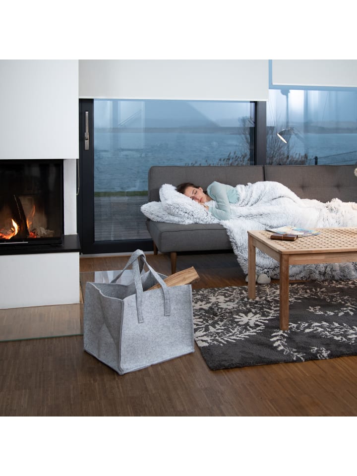 relaxdays Kaminholzkorb in Schwarz - (B)43 x (H)34,5 x (T)36,5 cm günstig kaufen onesize