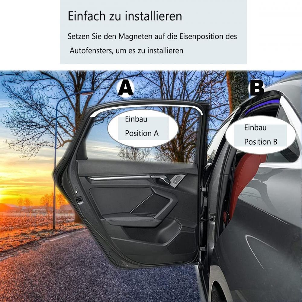 GelldG Autosonnenschutz Sonnenschutz fürs Auto Vorhang, Sonnenschutz Magnetisch für UV-Schutz