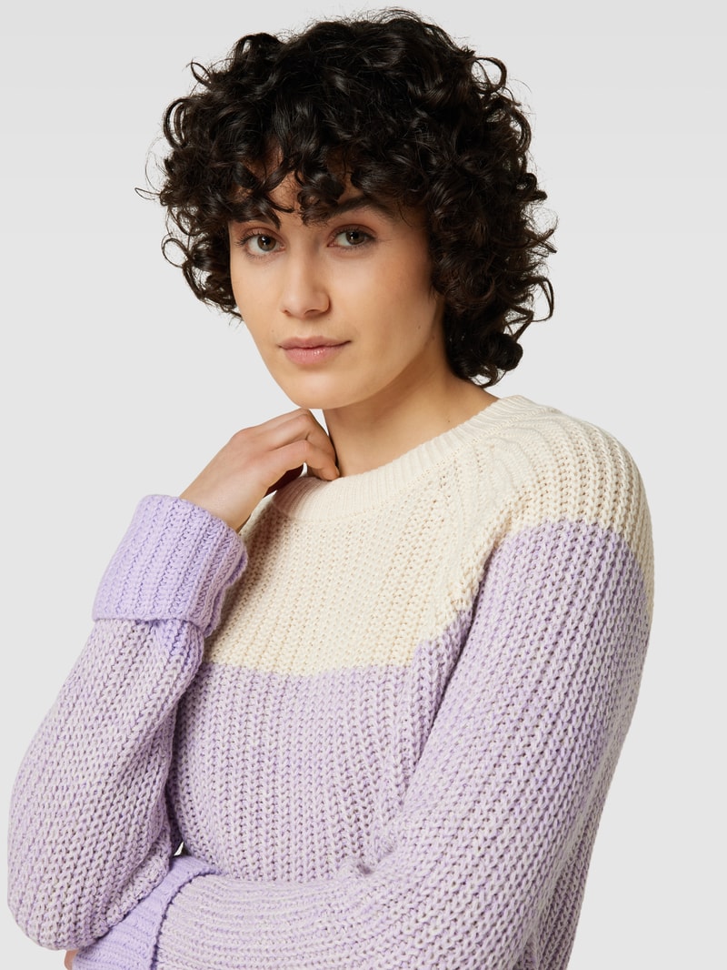 Strickpullover mit Blockstreifen Modell 'Remone' in flieder