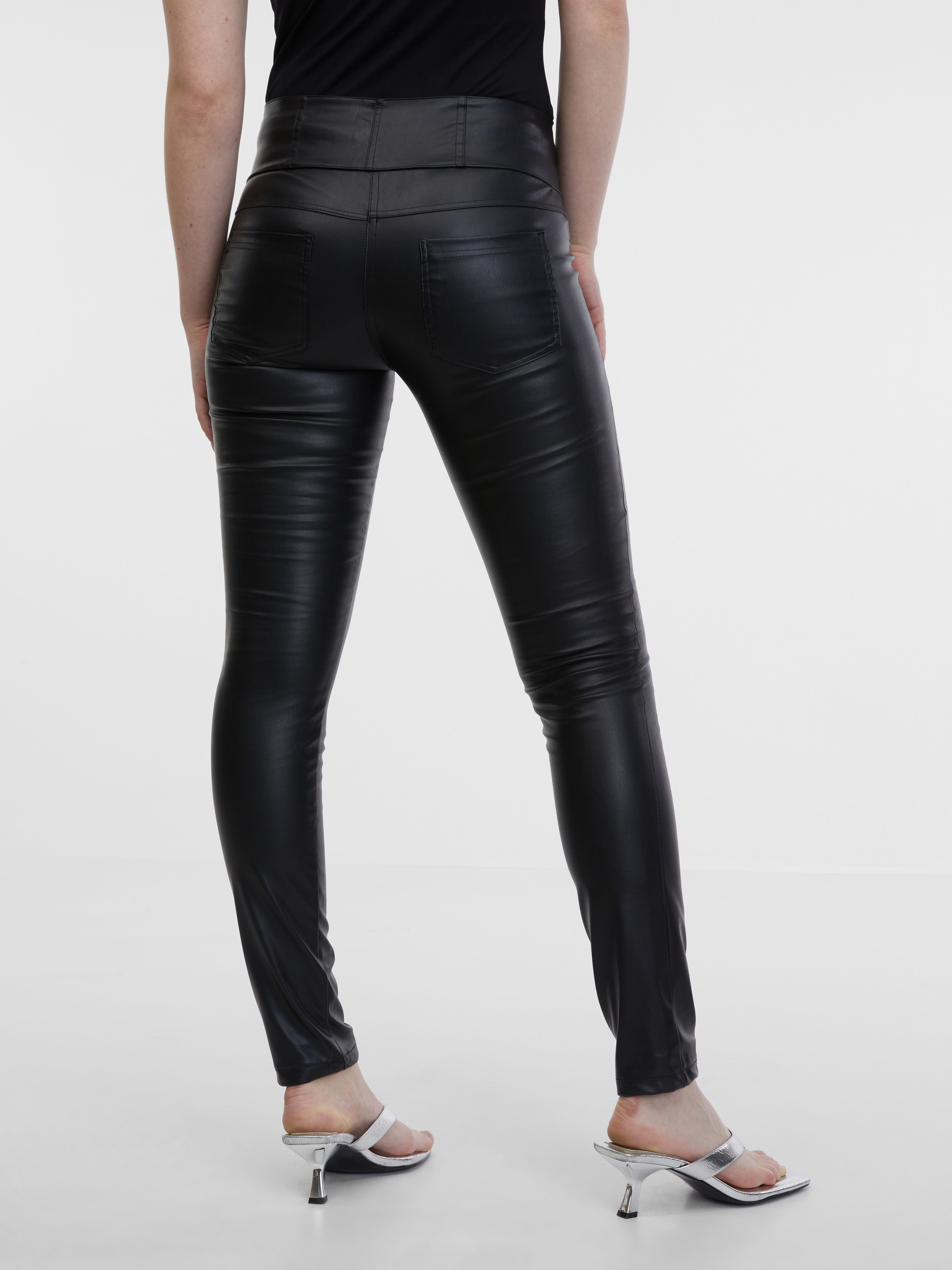 Schwarze Damen Kunstlederhose ORSAY