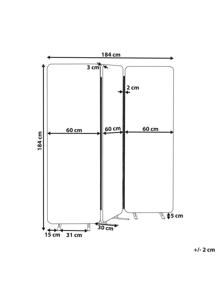 Beliani Paravent STANDI in Grau - (W) 184 x (H) 184 x (L) 30 cm günstig kaufen onesize