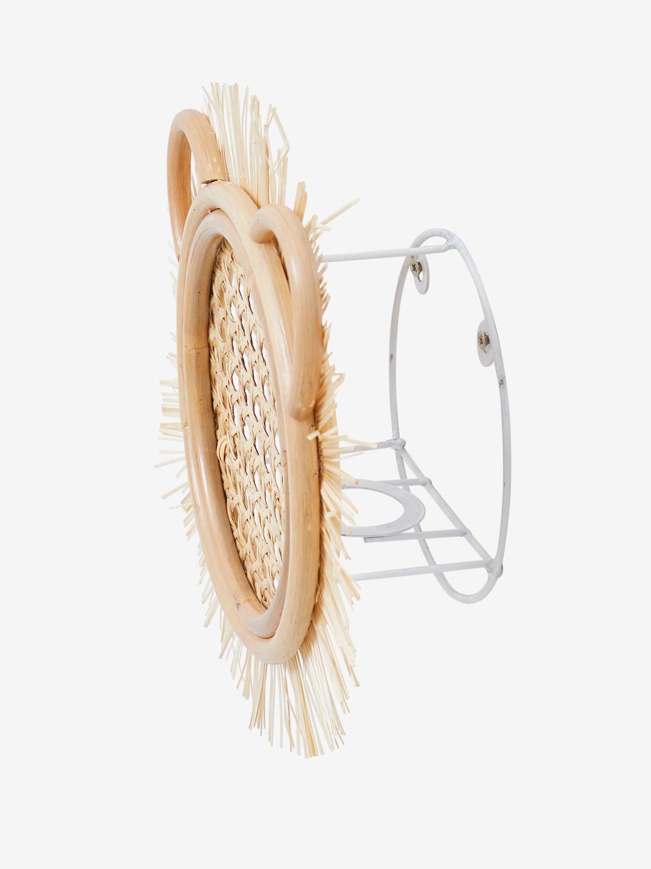 Applique murale Lion en cannage et raphia beige