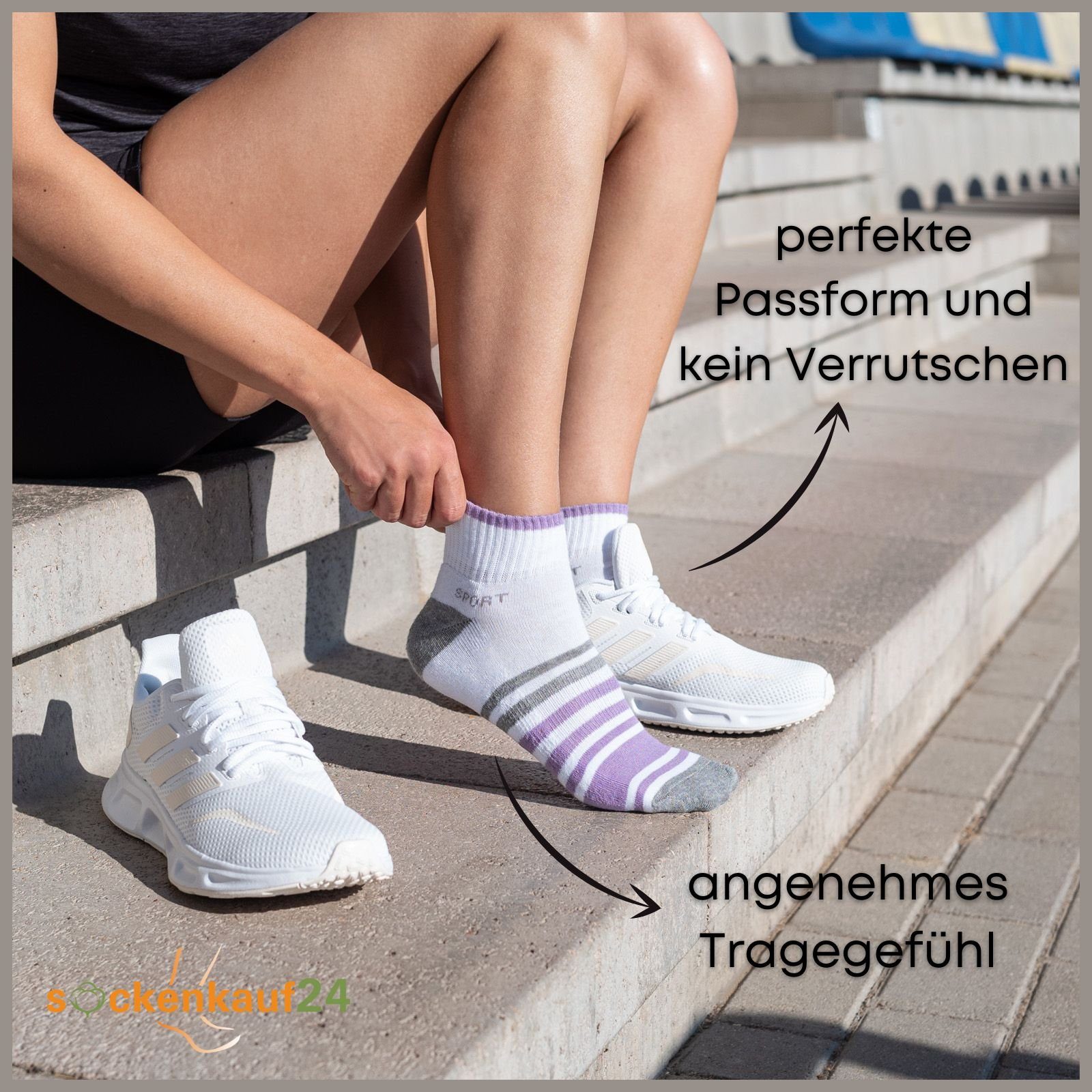sockenkauf24 Sneakersocken 6 oder 12 Paar Damen Sneaker Socken Sportsocken (6-Paar, 35-38) verstärkte Frotteesohle - 36850/23 WP