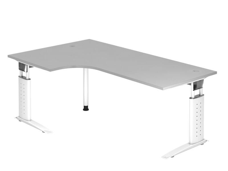 Hammerbacher Schreibtisch US82 Grau, Weiß 2.000 x 800 x 680 x 680 - 860 mm
