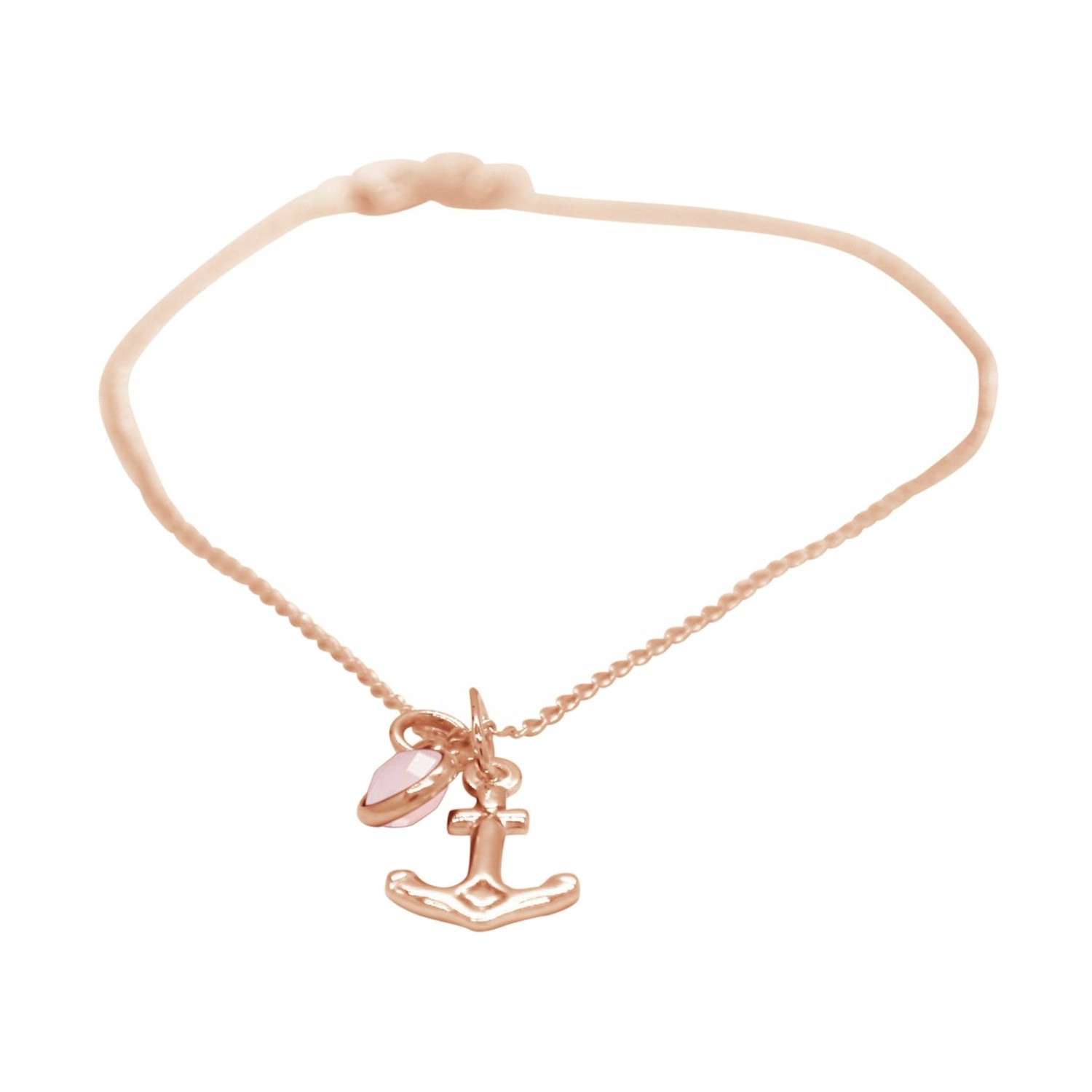 Armband 'Anker - Rosenquarz'