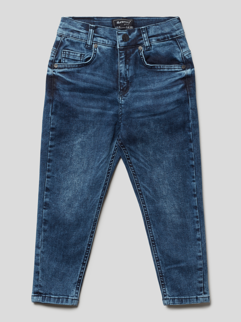 Jeans mit Label-Patch Modell 'Nos' in dunkelblau